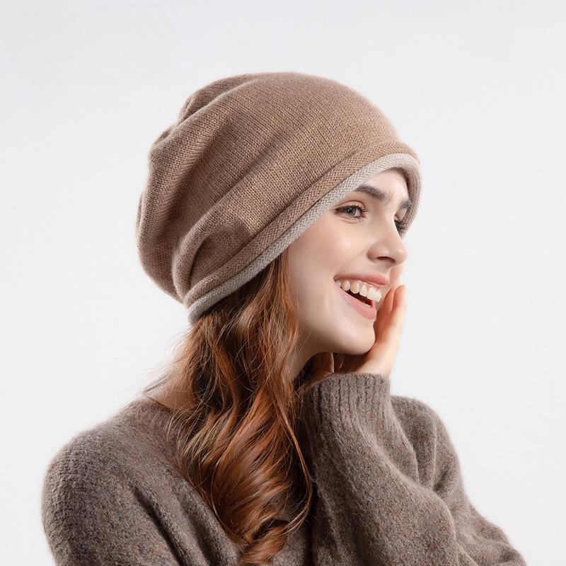 Autumn and winter knitted stacking hat warm ear protector pullover hat children cold hat European and American big head circumference confinement hat