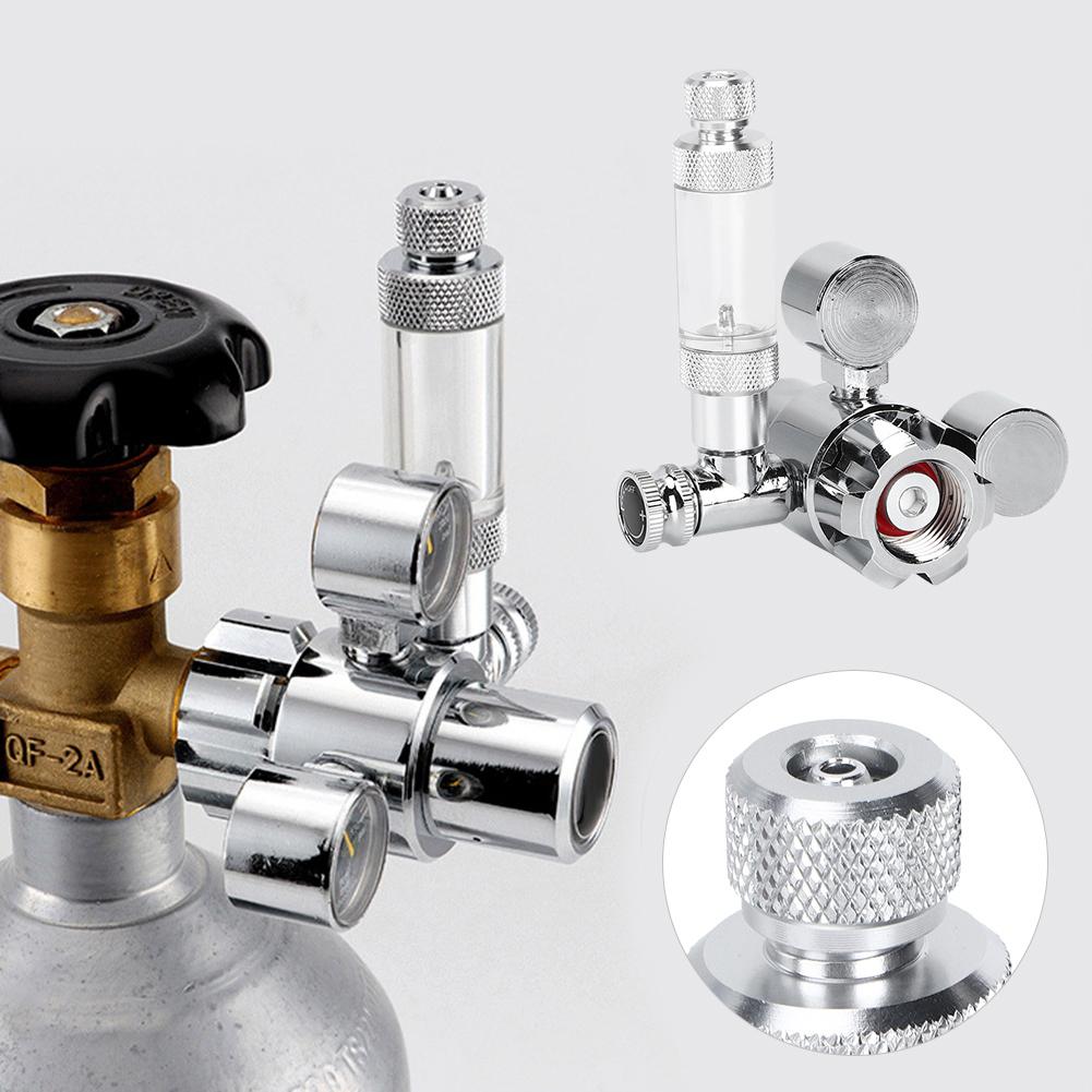 Stainless Steel Aquarium CO2 Bubble Regulator Counter Water Plants Cylinder Flow Valve