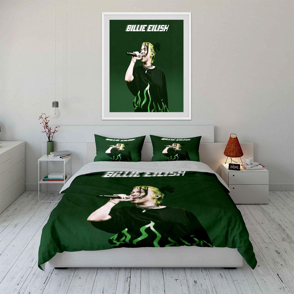 Billie Eilish Green Bedding Set Bedding Duvet Cover Set Duvet Cover Pillowcases (1*Duvet Cover 2*Pillowcases, Without Duvet Insert)