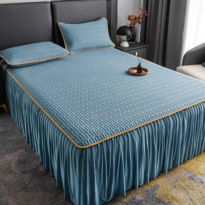 

Летняя крутая встроенная кровать-юбка, простыня, мягкий коврик, кружевной наматрасник, чехол для кровати, моющийся складной комплект постельного белья для девочек, покрывало 200x220cm-3pc