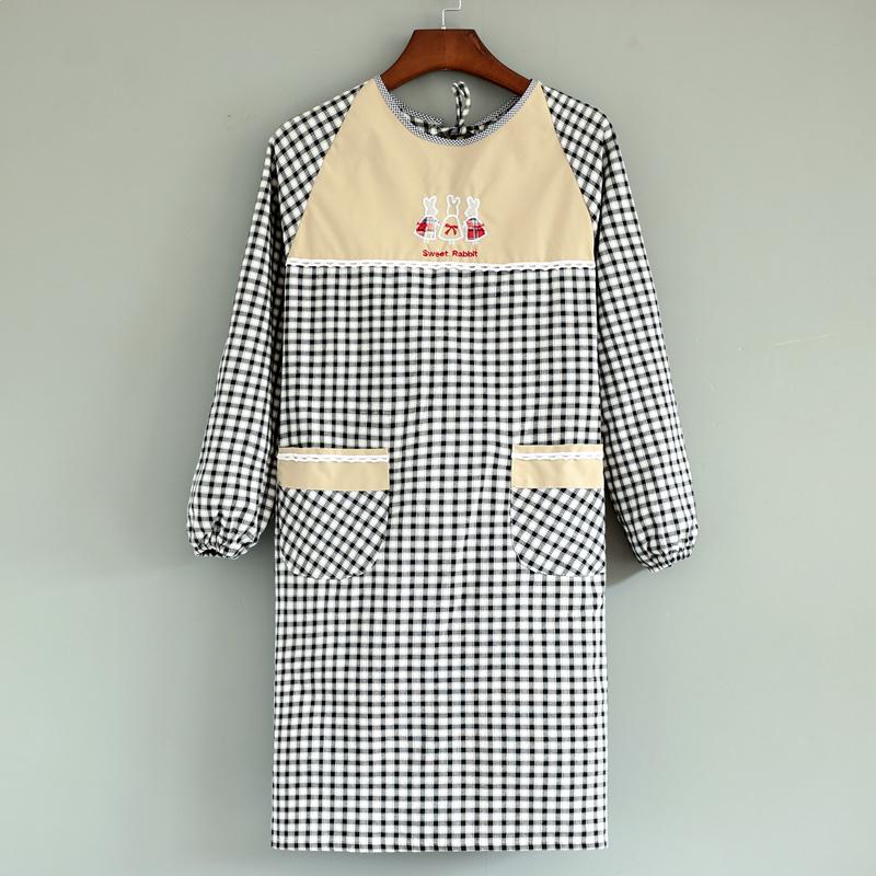 Korean Style Long Sleeve Oil-Proof Cotton Apron for Women and Men – Cute and Fashionable Kitchen Smock for Summer