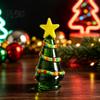 Unique Birthday Presents Glass Christmas Tree Figurine, Rotating Desk Ornament for Car Home, Stained Art Glazed Dashboard Decor & Gift Holiday Season