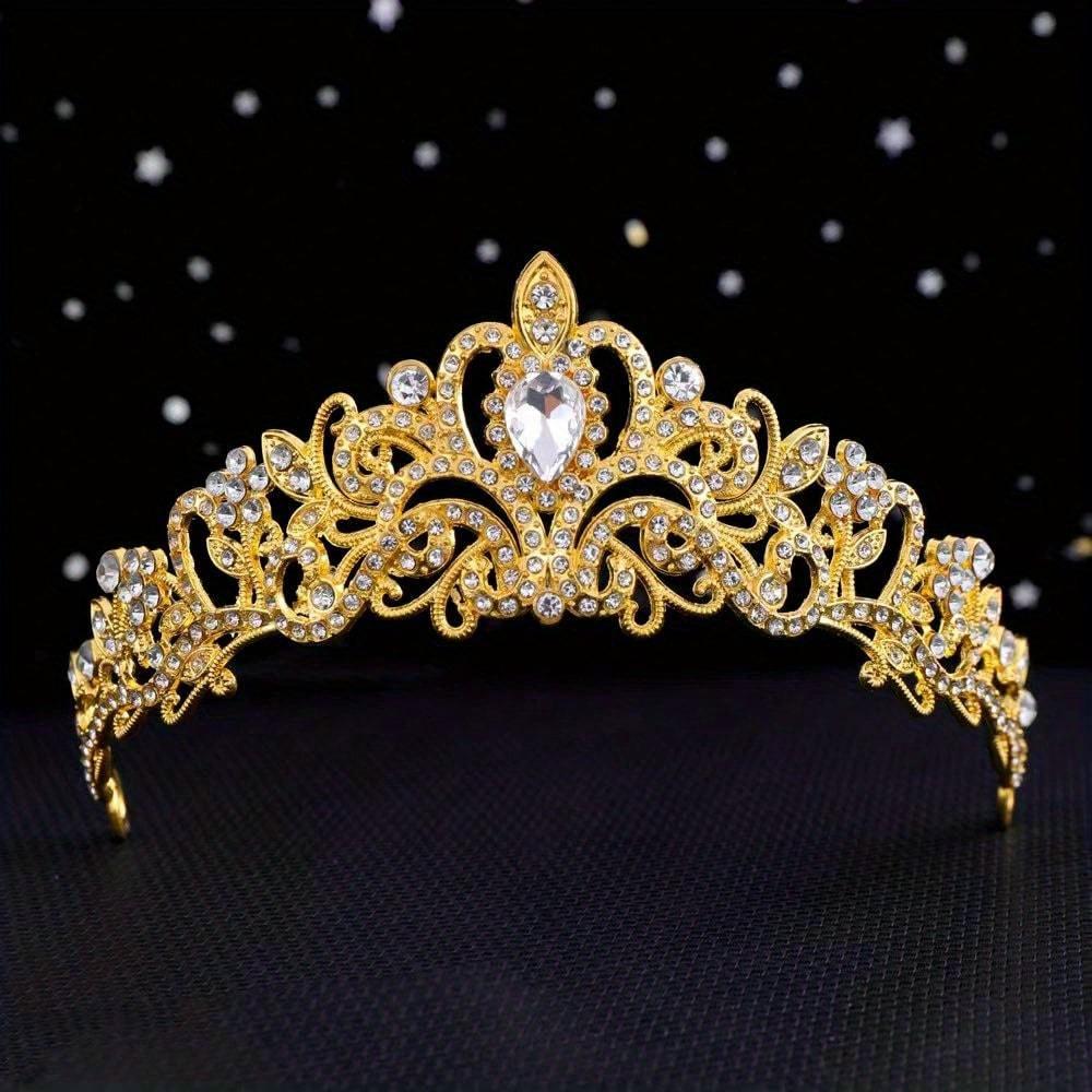 Bride Crystal Rhinestone Crown, Perfect for Wedding Photography and Dressing Up with High-End Formal Wear Tiaras