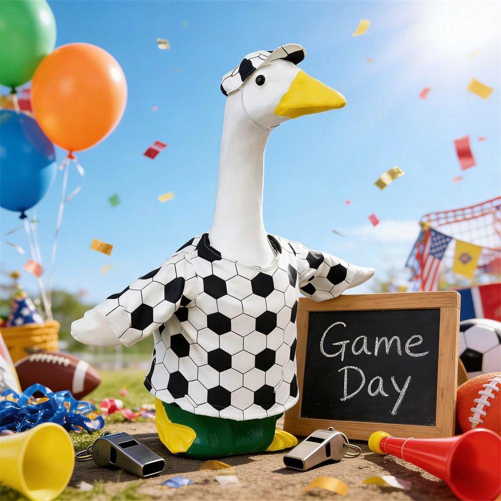 Creative Porch Goose Futbol Uniform Football Theme Soft Goose Costume Set Precise Fit Football Print Lawn Goose Outfit