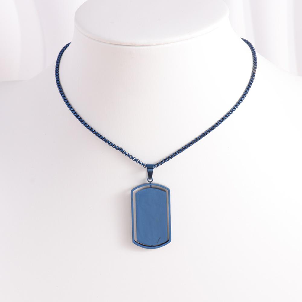 Men's Trendy Rotatable Tag Pendant Necklace in Stainless Steel
