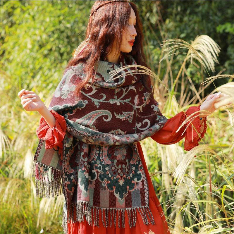 

Cloak women s new autumn and winter travel photo exotic scarf versatile warm thickened scarf 180cm