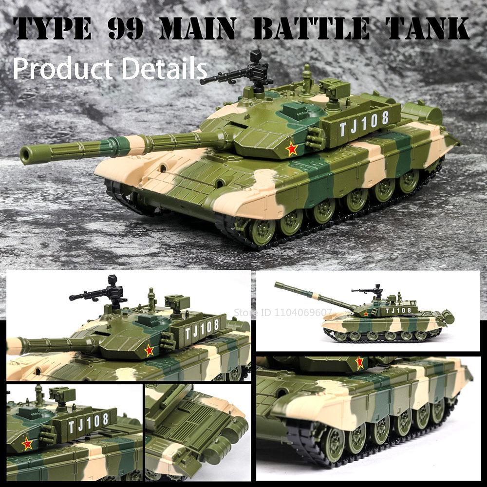 1:32 Scale Ztz-99 Alloy Diecast Model Tanks Sound Light Pull Back Rubber Track High Simulation Military Vehicles For Boys Gifts