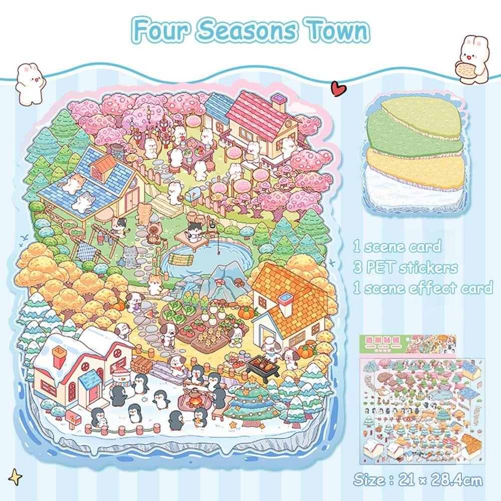 3D Miniature Scene 3D Stickers DIY Visual Stacking Sticker Gifts Hand Account Stickers