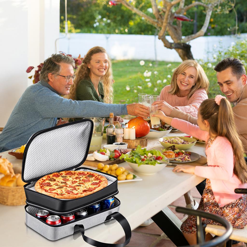 Double Layer Insulated Picnic Bag Large Capacity Portable Travel Food Warmer Lasagna Pizza Lunch Bag for Outdoor Party Picnic