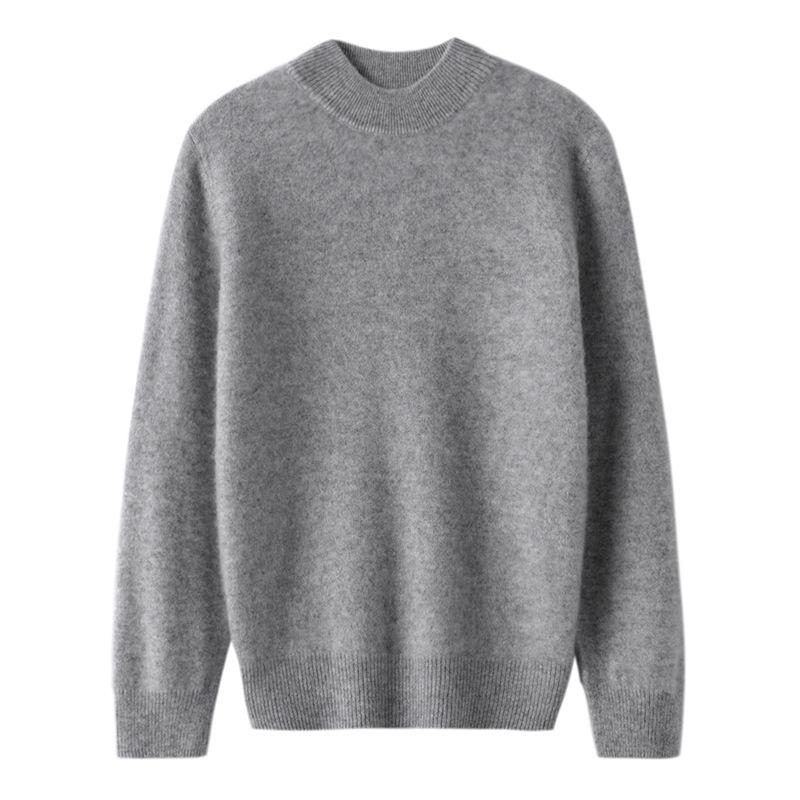 Pure Wool Sweater for Kids: Half-High Collar, Autumn/Winter Warm Knit, Unisex, Plain Color, Medium/Older Children