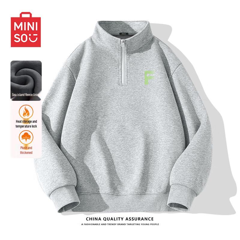 

MINISO Men s Winter Half-Zip Fleece Sweatshirt 3XL