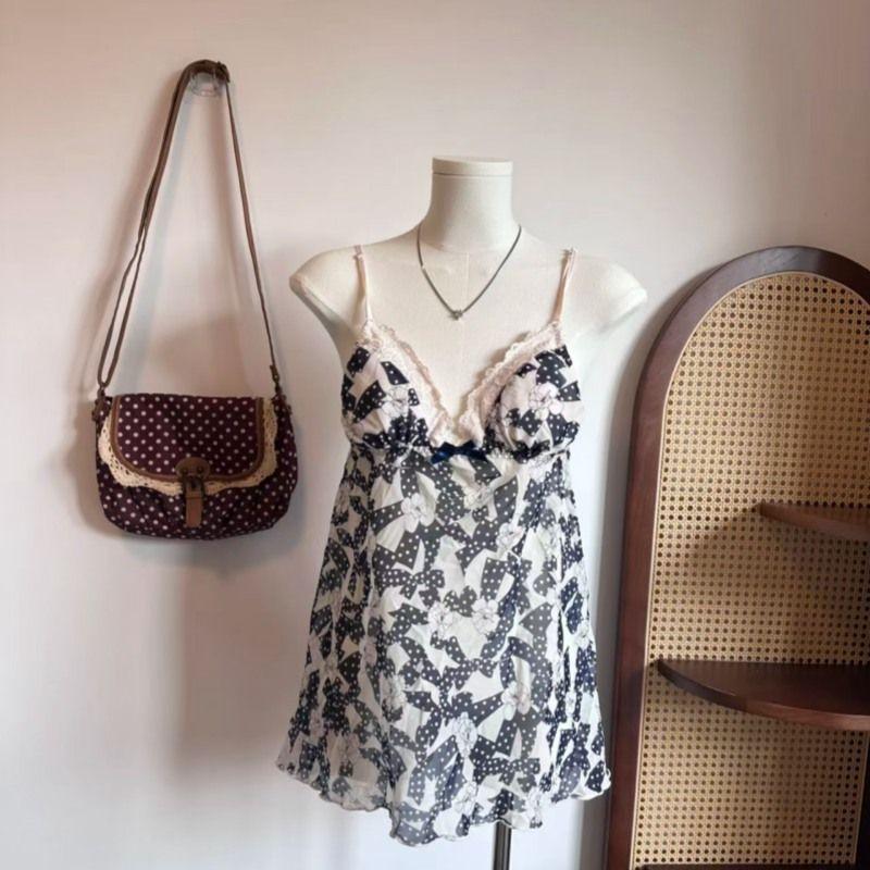 

2024 Новое поступление Корейский стиль Ретро Горошек Винтажная сумка Кружево Кружево Горошек Холщовая сумка Сумка через плечо Кроссбоди Женская Image color