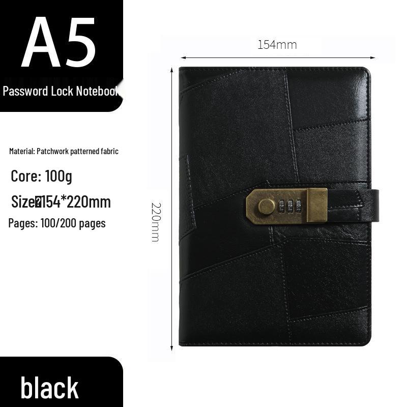 Retro Style A5 Lockable Password Journal - Exquisite High-Design Notebook