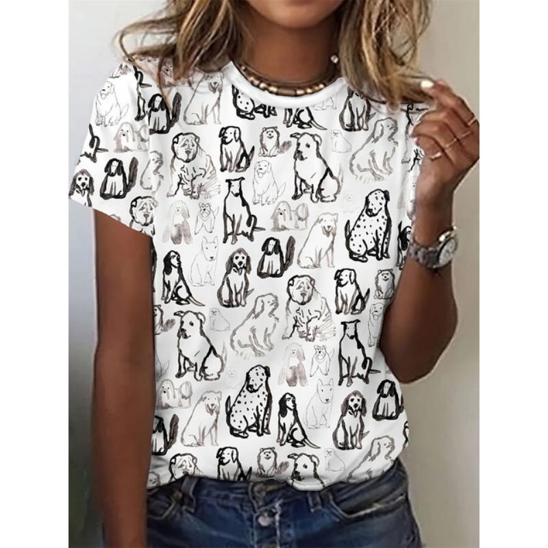 2025 Cartoon Katze Damen T-Shirts Mode Top T-Shirt 3D T-Shirt Harajuku Lässig Kurzarm O-Ausschnitt Übergroße Damenbekleidung