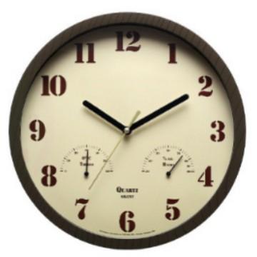 Fashion wall clock, simple and stylish living room temperature timing clock 24.5CM темно-коричневого