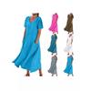 Women's Solid Color Round Neck Short Sleeve Loose Hem Dress