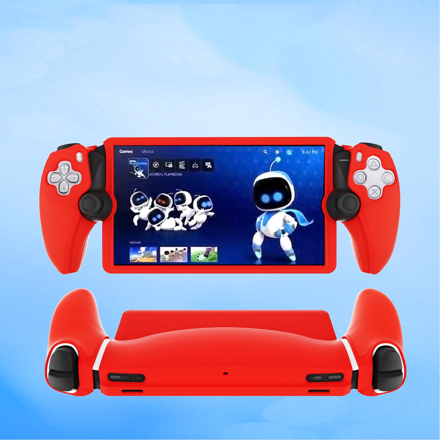 

JOYSOG PS Portal Controller Skin for PlayStation Portal Remote Player Handheld Game Console Protective Cover Case Anti-Slip (Red)