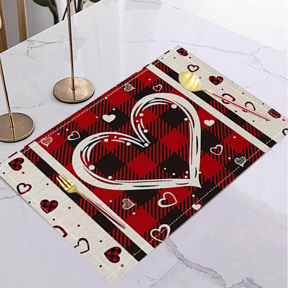 Love Heart Table Mat Heart Pattern Romantic Valentine's Day Placemat for Romantic Date Love Party Valentine's Dinner Home Decor