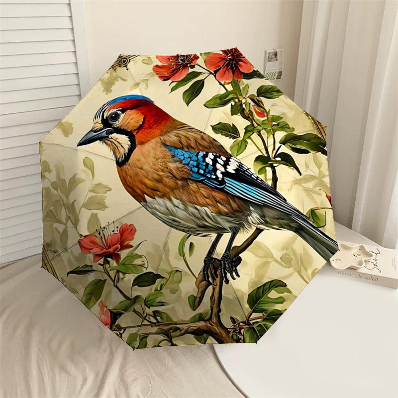 

1PC bird flowers Umbrella-8-Rib Reinforced Portable Folding Travel Suitable for All Seasons Outdoor Daily Use-G352