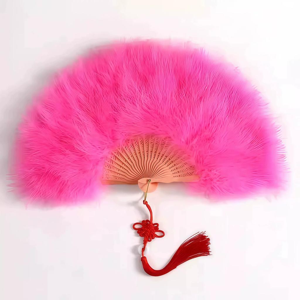 Dance Cheongsam Feather Full Velvet Fan Classical Night Beach Stage Show Square Dance Photo Props Folding Fan