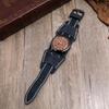 Retro Distressed Men's Cowhide Watch: European American Punk Wide Leather Bracelet Jewelry