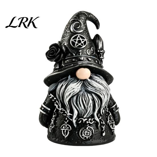 Durable Resin Lawn Figurine Halloween Gothic Gnome Figurine, Dark Faceless Wizard Doll for Exquisite Retro Sculpture Desk Shelf, Spooky Home