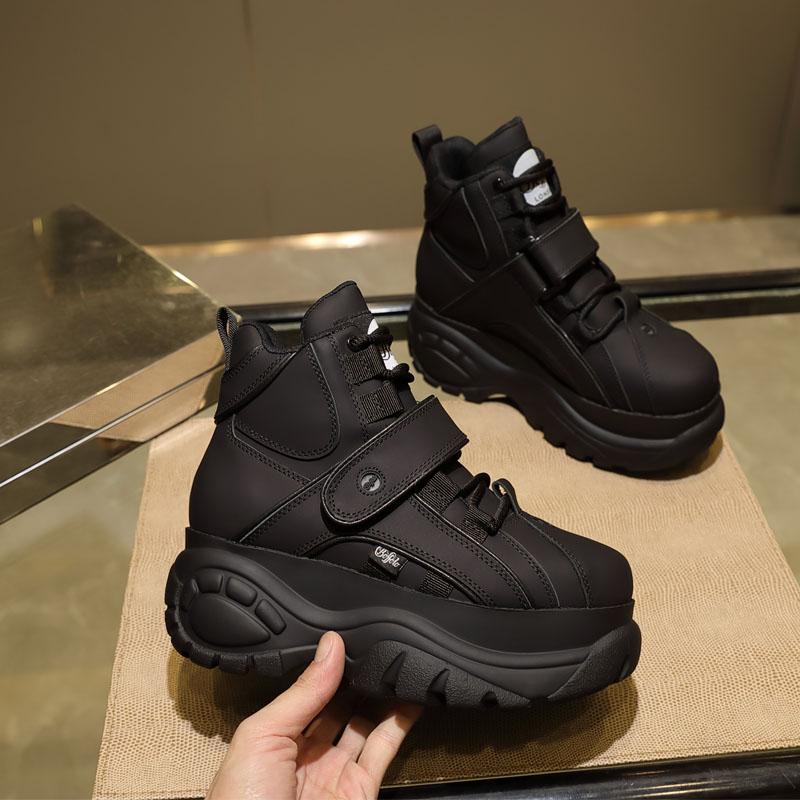 Piattaforma in Vera Pelle di Alta Qualità Scarpe Buffalo Sneakers Casual da Donna Punta Tonda Lusso Scarpe da Papà ST487 ST488 41