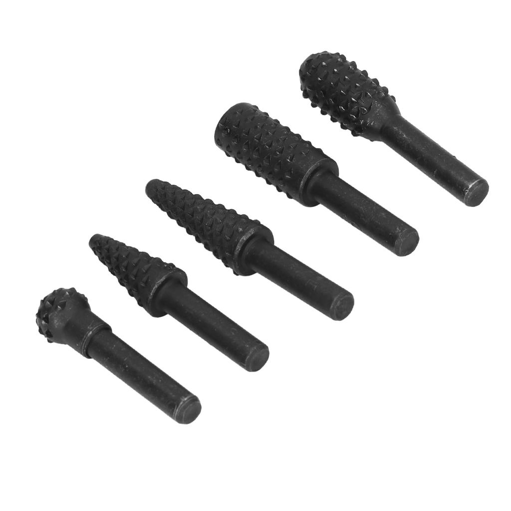 5 יחידות ראשים לליטוש רוטרי HSS לעיבוד עץ, חריטה, קידוח, כלי חיתוך DIY עם ידית 1/4 אינץ'