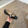 Cowhide version~ Pearl rhinestone buckle genuine leather Mary Jane single shoes women's soft-soled small leather shoes flats Mary Jane classic