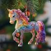 2 Pcs Horse Christmas Ornament Acrylic Sparkly Rhinestones Horse Hanging Decoration 2D Flat Christmas Tree Ornament for Horse Lovers
