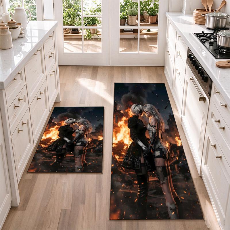 Nie RAutomata Flannel Kitchen Floor Mat – Non-Slip, Absorbent and Easy to Clean Suitable for Kitchens, Entryways Bedroomsand Bathrooms