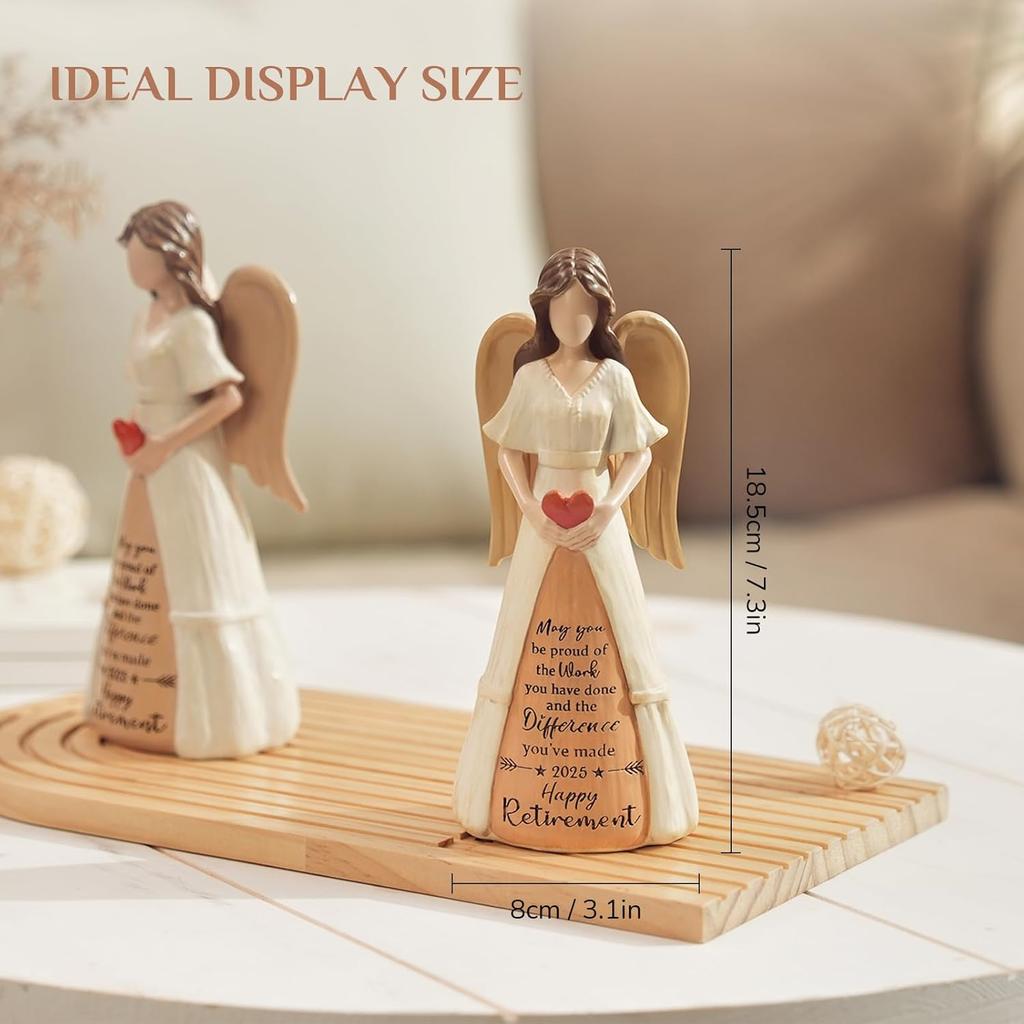 Retirement Gift for Woman 2025: Handcrafted Angel Figurine for Retiring Coworker Teacher Nurse - Meaningful Thank You Farewell Keepsake for New