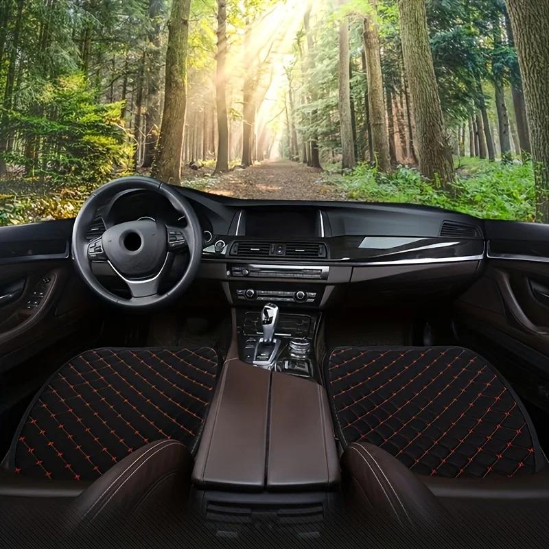 Kcimo 3Pcs Cotton and Linen Car Seat Cover Set Universal Car Seat Cover Cushion Car Seat Protector Interior Car Accessories