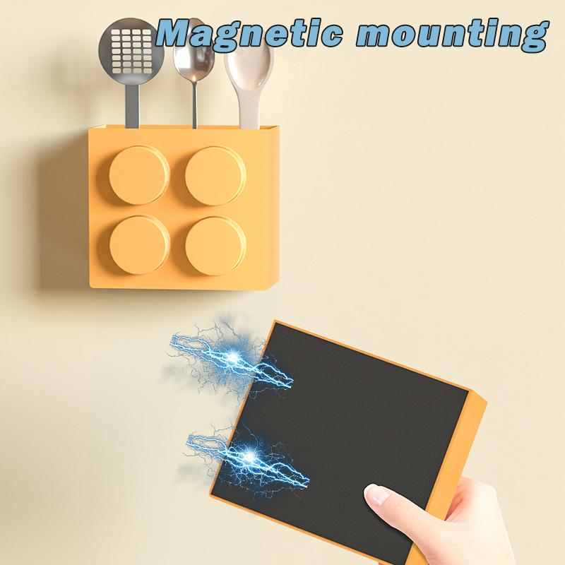 Creative Block-shaped Magnetic Storage Box Kitchen Punch-free Refrigerator Magnet Storage Container Kitchen Tools Storage Basket