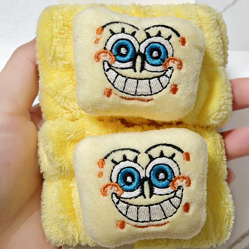 SpongeBob & Patrick Absorbent Face Wash Wristband – Moisture-proof, Cartoon Hairband Sleeve Support