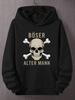 Plus Size German Skull Graphic Hoodie - Loose Fit