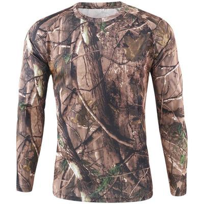 Men's Outdoor Camouflage Quick-Dry T-Shirt - Round Neck, Long Sleeve, Sweat-Wicking for Cycling & Sports (Spring/Autumn)