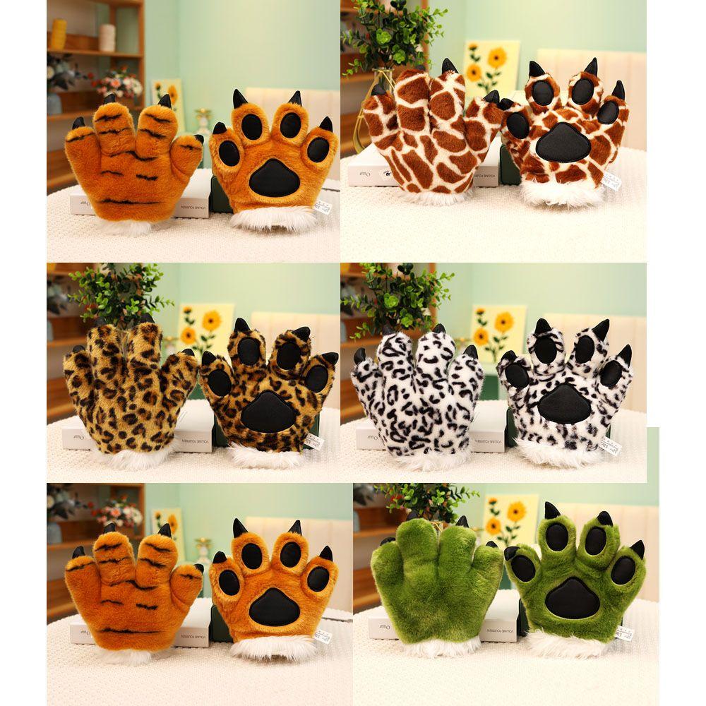 Fluffy Simulated Tiger Tail Faux Tiger Paw Hand Warmers Cosplay Costume Accessories