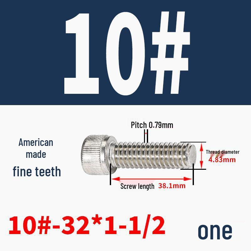304 Stainless Steel Fine Thread Socket Head Cap Screw 10#-32, 1/4-20, 5/16-24