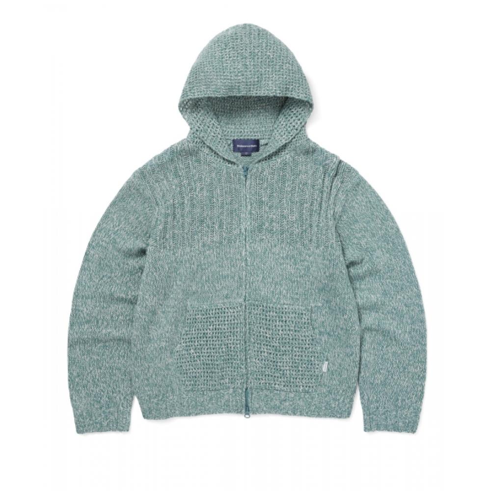 Thisisneverthat Crochet Knit Zip Up Hoodie Light Blue S