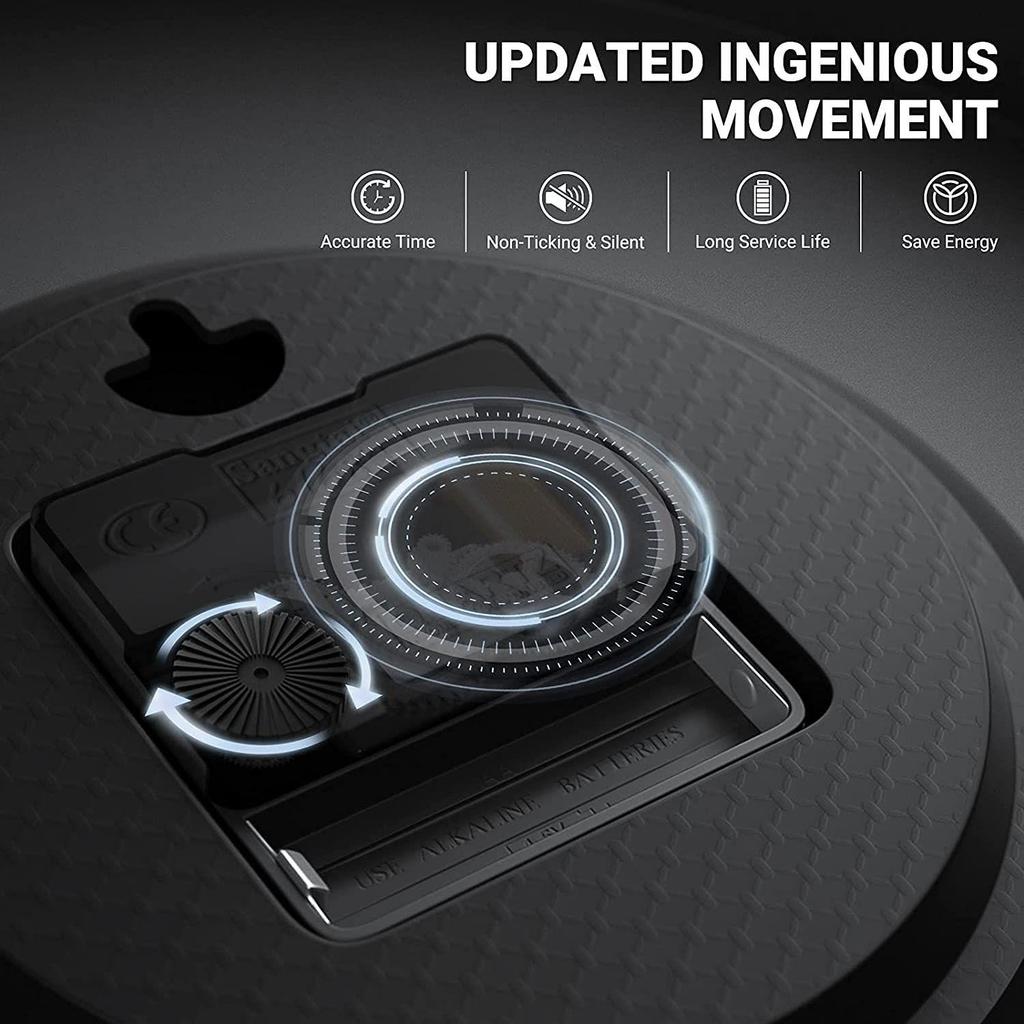 12 Inch Modern Plastic Stylish Non Ticking Silent Analog Wall Clock for Home, Living Room, Bedroom, Office, and Kitchen (Black & Rose Gold)