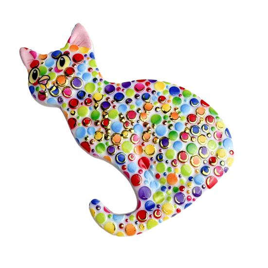3D Sitting Cat Refrigerator Magnet Embossed Geometric Colorful Kitten Fridge Magnet Home Kitchen Cabinet Locker Whiteboard Decoration