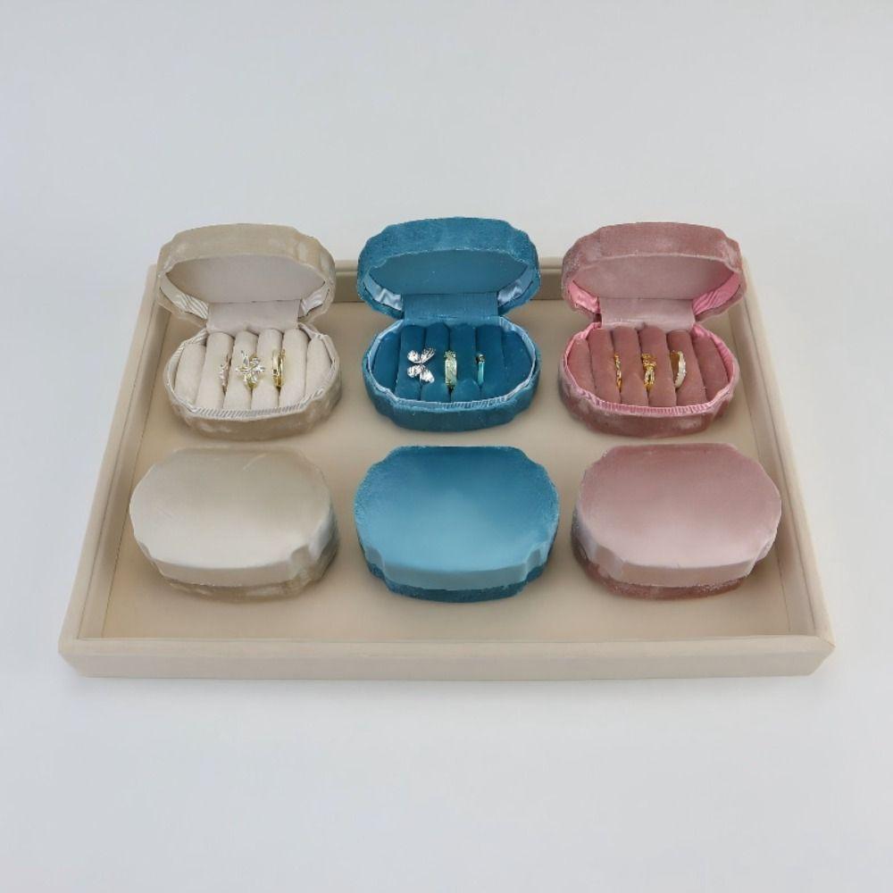 Luxury Finish Velvet Ring Box Velvet Earring Storage Box Elegant Wedding Jewelry Case  Travel Use