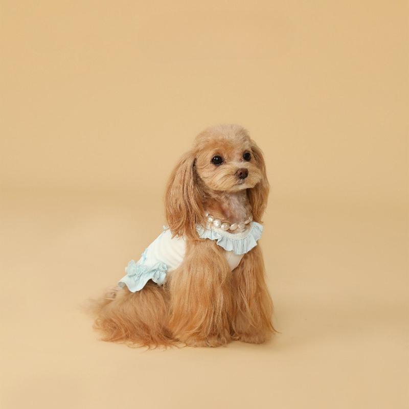 Summer Thin Pet Cool Dress Ruffle Hem Halter Strap Dress Lovely Bow Decoration Breathable Sleeveless Pet Clothes for Pets