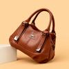 Fashion Three-layer Pocket Handbag, Trendy Leather Texture, Middle-aged Woman's Single-shoulder Bag