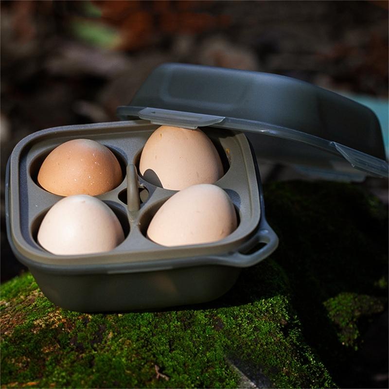 Practical 4 Compartment Eggs Container With Shockproof Silicone Protections Eggs Holder for Outdoor Camping Picnics