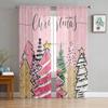 Christmas Snow Land Tree Snowflake TCurtains For Living Room Bedroom Kitchen Decoration Window Tulle Curtain