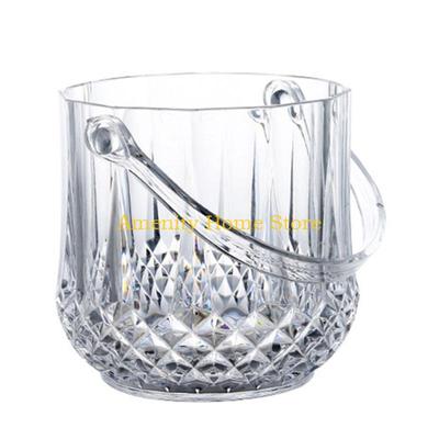 F26C Ice Bucket Acrylic Clear Storage Tub Plastic Drink Buckets with Handle for Champagne Wine Beer Bottles Drinks Bar Party