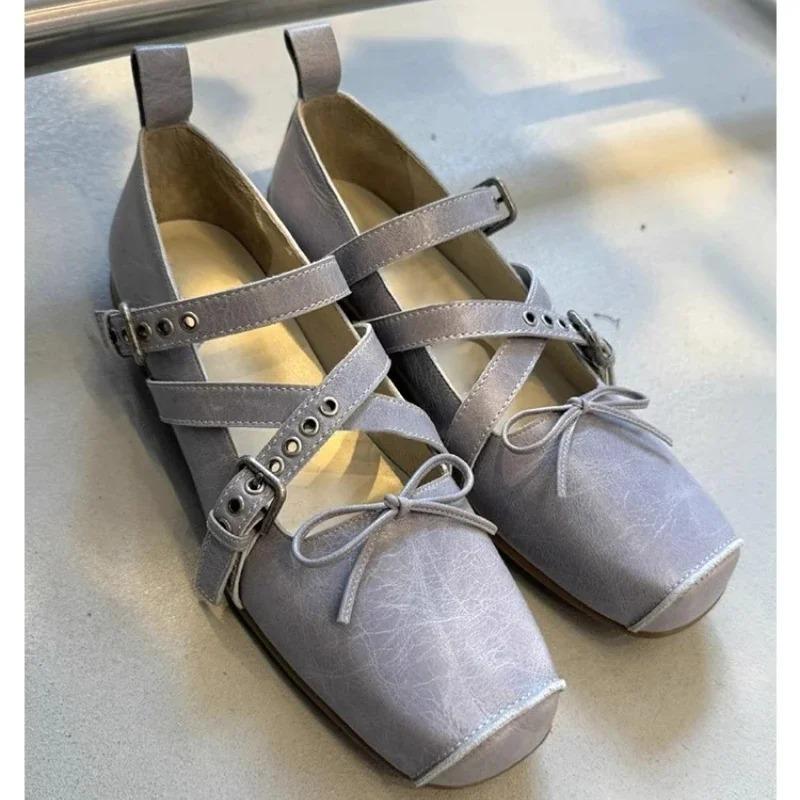 2025Women's Shoes New Spring Square Toe One-line Buckle  Buckle Decoration  Shoes Women Outdoor Daily Commute Zapatos De Mujer