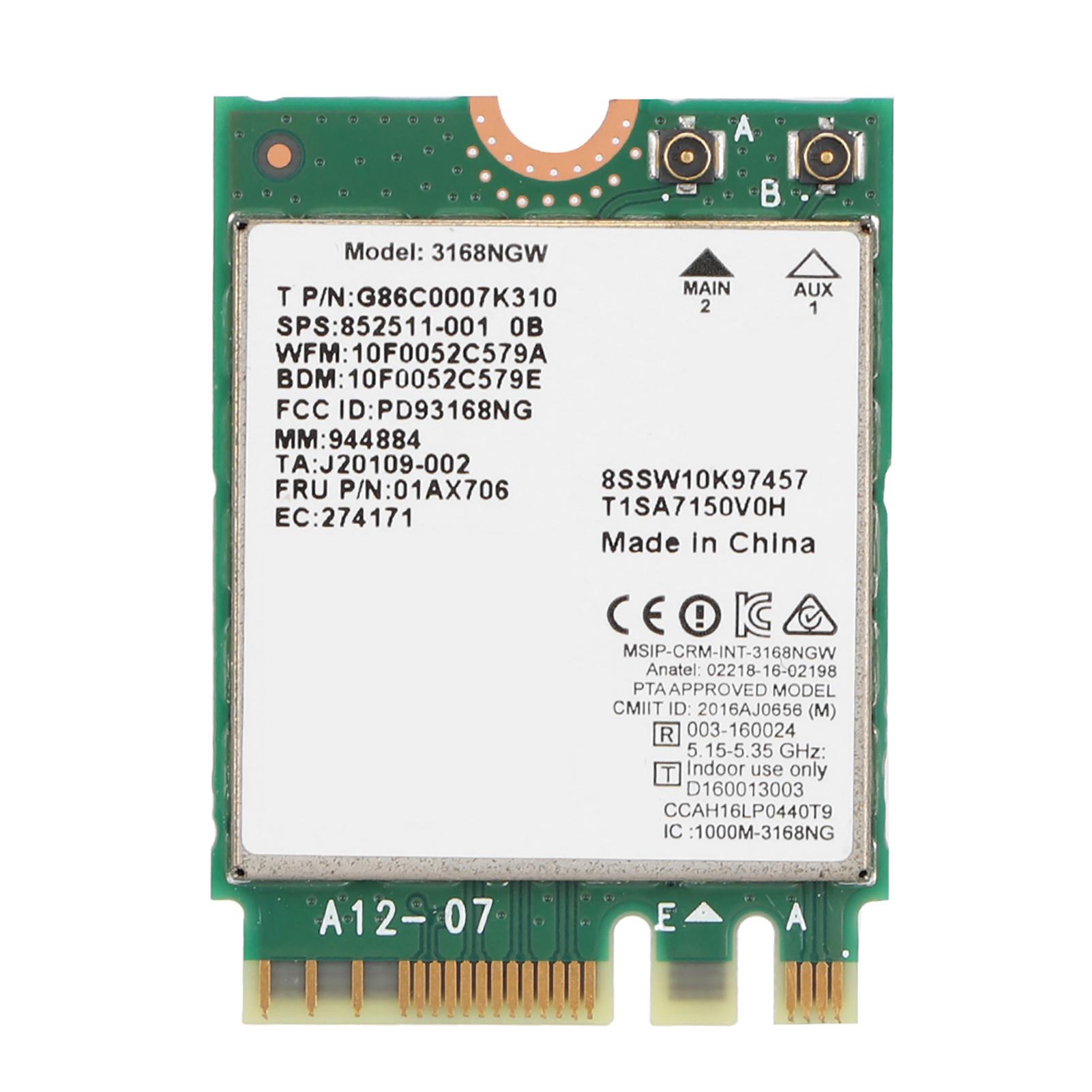 

Internet 3168NGW Wireless-AC Dual Band Wifi Network Card with Bluetooth 4.2